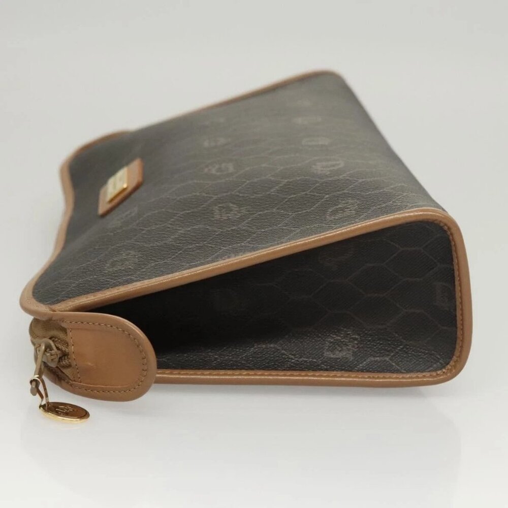 Christian Dior Honeycomb Canvas Clutch Bag PVC Black Auth BA2650 - Picture 8 of 16